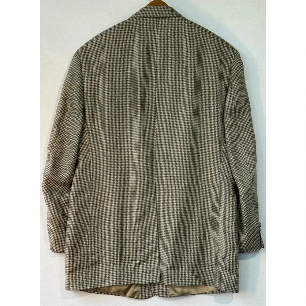 Brooks Brothers Sport Coat Linen blazerHoundstooth Mens 43 RG Brown Excellent